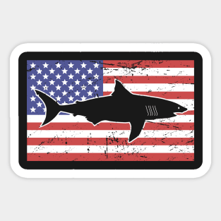 Patriotic American Flag & Shark Sticker